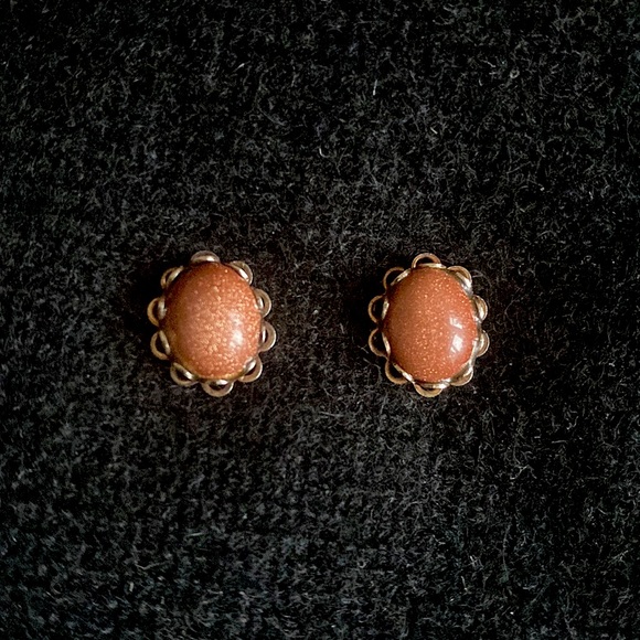 Vintage Goldstone Stud Earrings - Picture 1 of 2